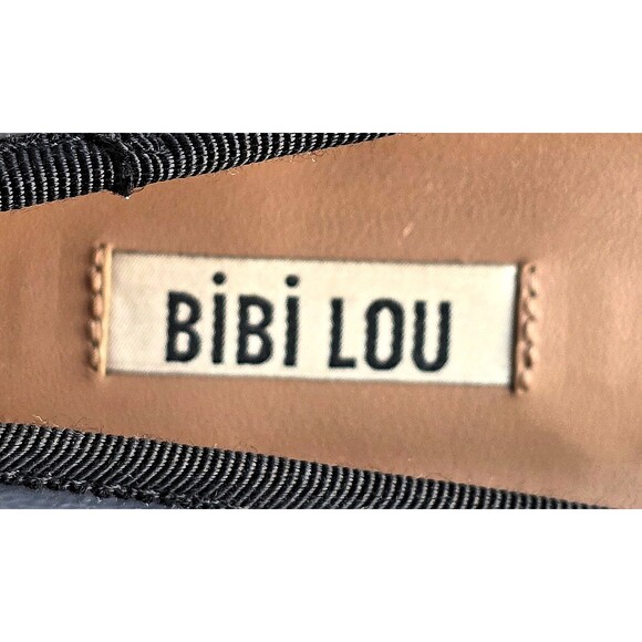 Anthropologie BIBI LOU Black Patent Leather Heeled Ballet Pumps Sz 39 Bow - Picture 3 of 14